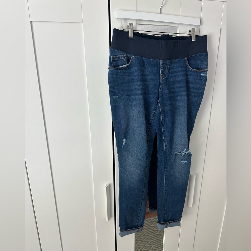 Old Navy Dark Blue Women's Maternity Distressed Skinny Jeans Size 10
